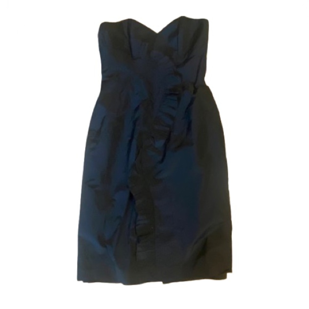 Cute 80’s Elegant Black Strapless Dress With Ruffle Detail Size Small